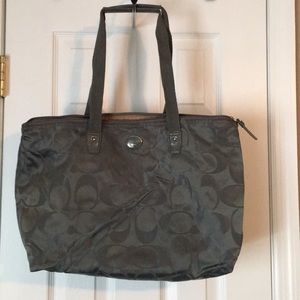 Coach dark gray nylon tote bag